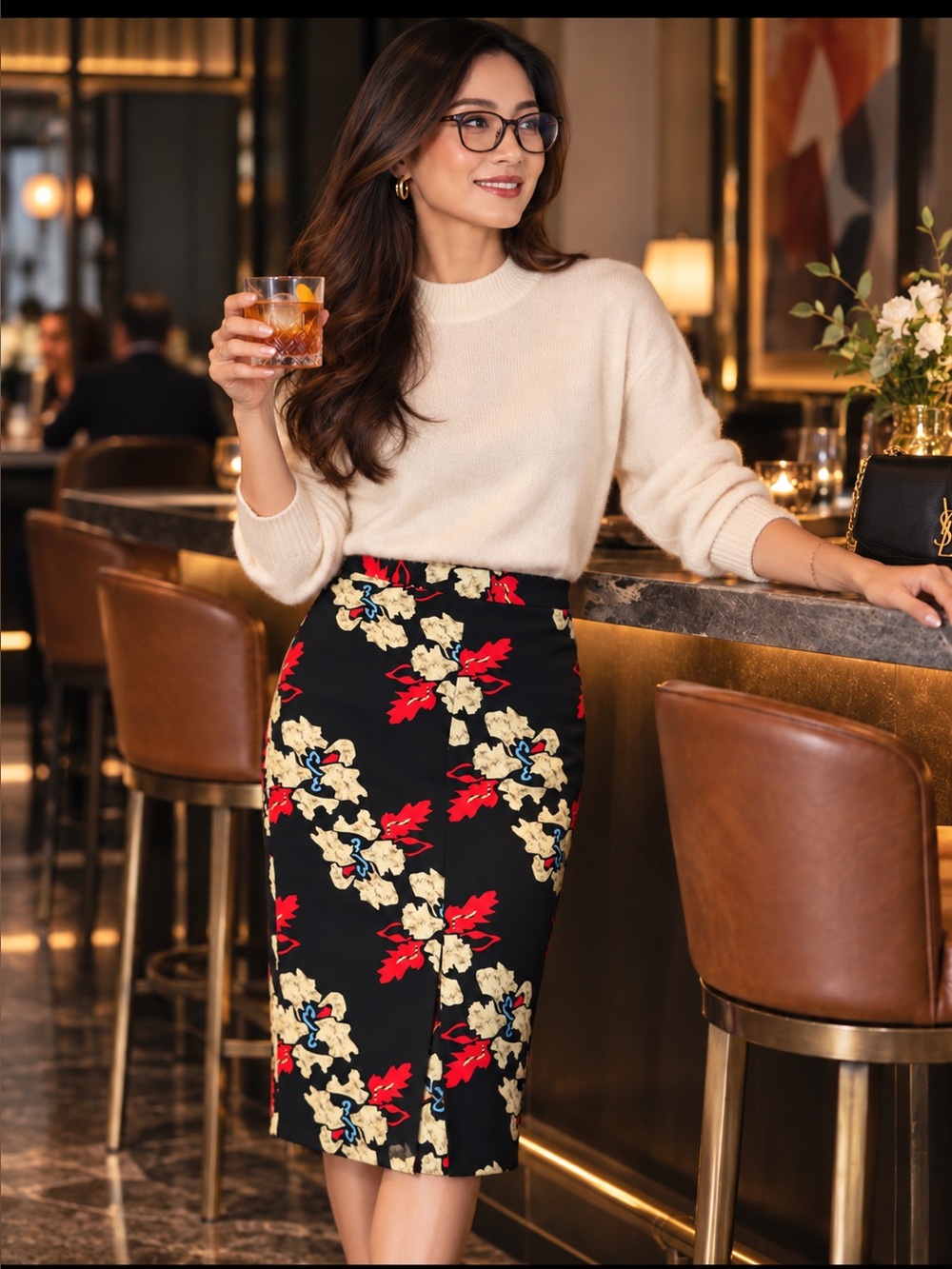Topshop Floral Pencil Skirt NWT 2 Black Red Cream Office Cocktail Summer to Fall